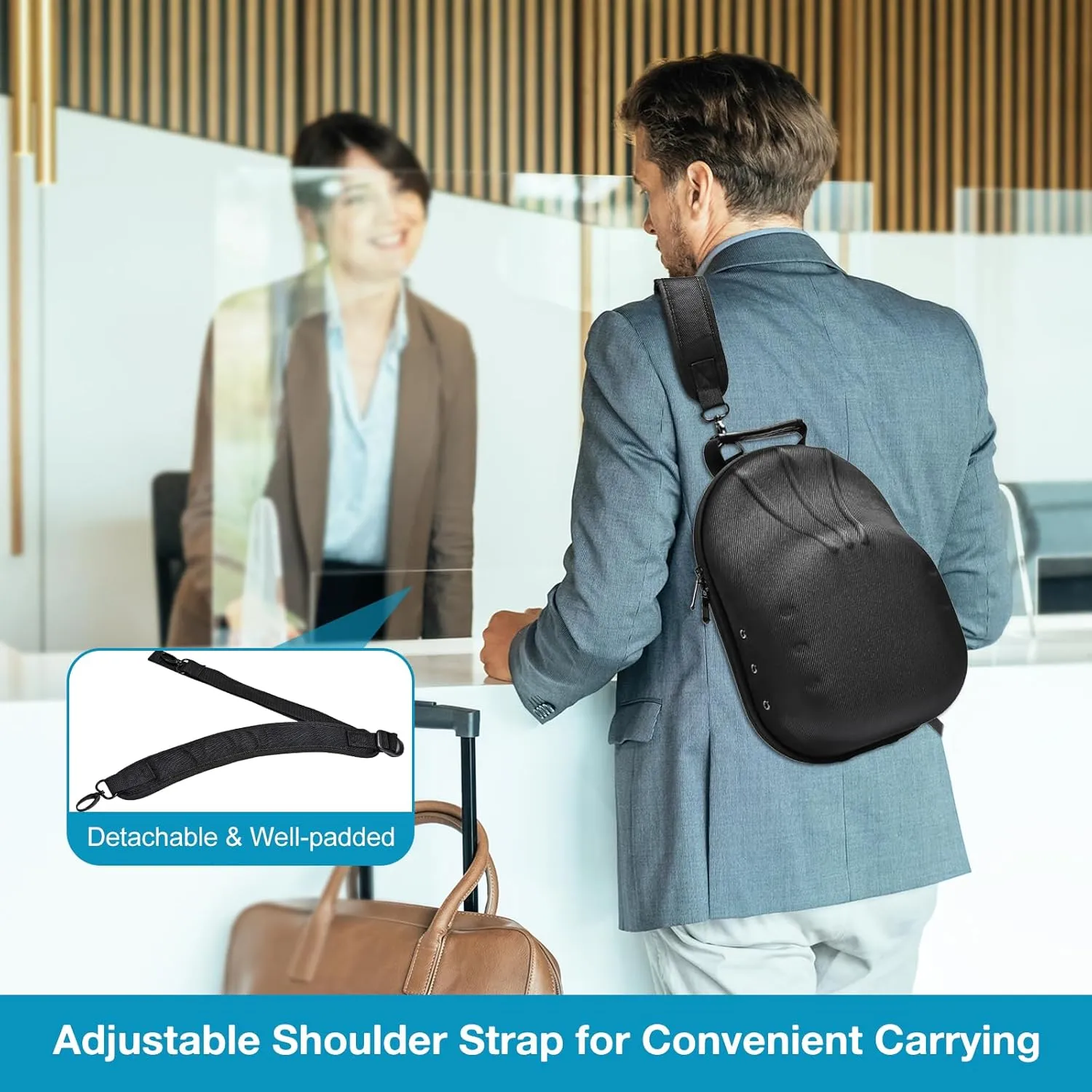 ProCase Hat Travel Hard Case, Hat Carrier Storage Bag for 5-6 Baseball Caps,Hat Organizer Ball Caps Holder with Adjustable Shoulder Strap -Black