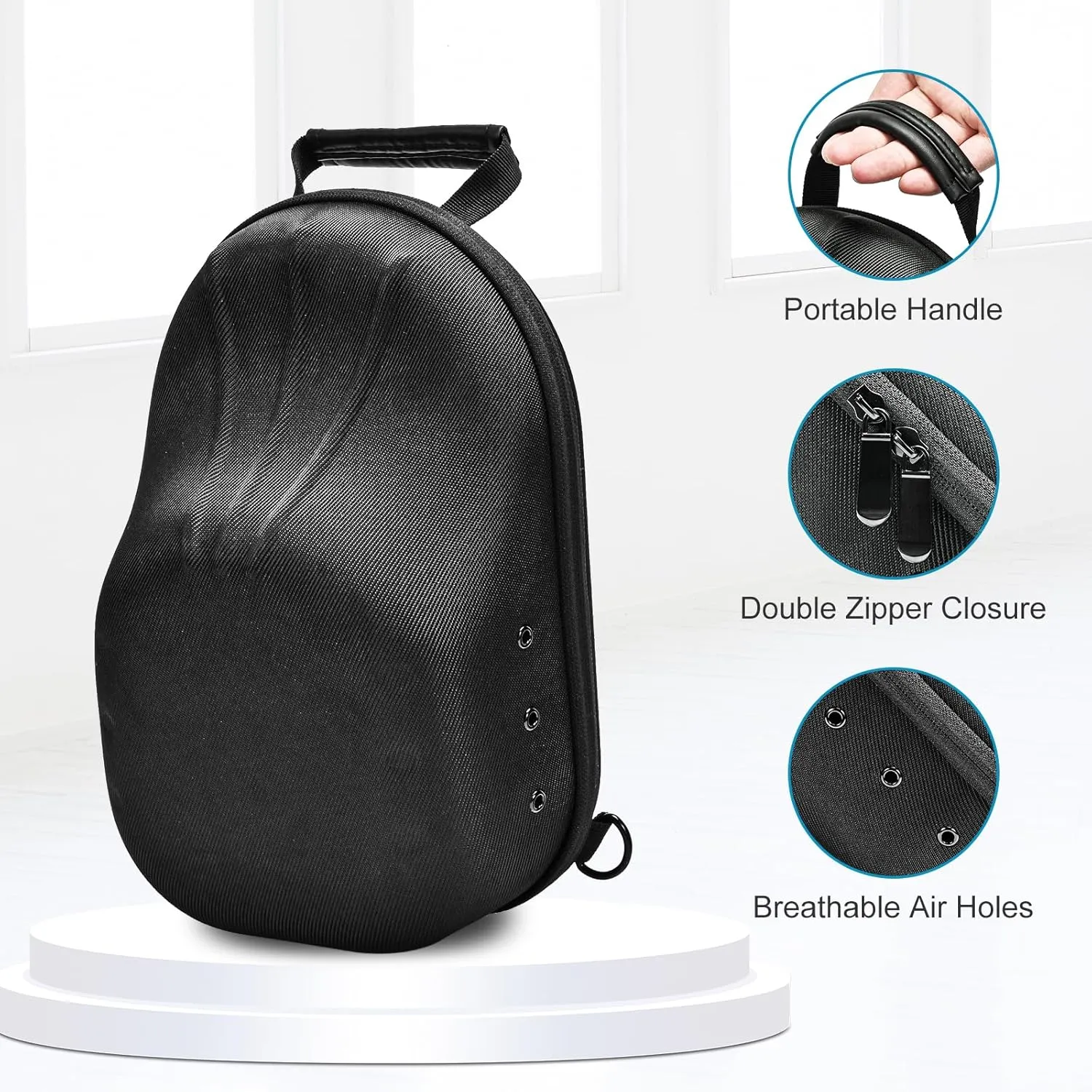ProCase Hat Travel Hard Case, Hat Carrier Storage Bag for 5-6 Baseball Caps,Hat Organizer Ball Caps Holder with Adjustable Shoulder Strap -Black