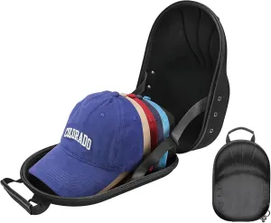 ProCase Hat Travel Hard Case, Hat Carrier Storage Bag for 5-6 Baseball Caps,Hat Organizer Ball Caps Holder with Adjustable Shoulder Strap -Black