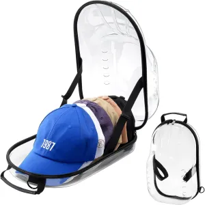 ProCase Hat Travel Hard Case, Hat Carrier Storage Bag for 7-8 Baseball Caps,Hat Organizer Ball Caps Holder with Adjustable Shoulder Strap -Clear