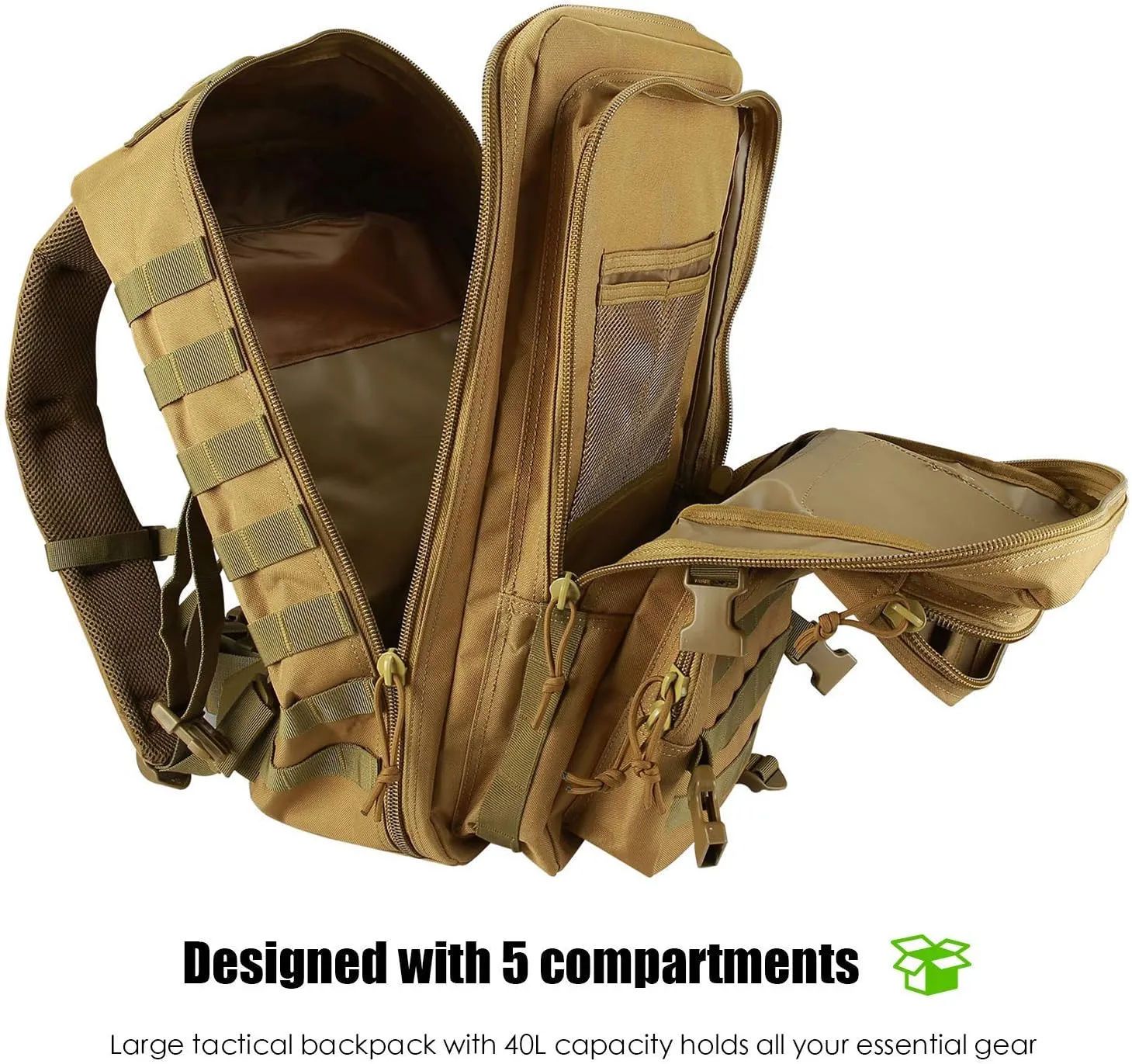 ProCase Tactical Backpack Bag 40L Large 3 Day Military Army Outdoor Assault Pack Rucksacks Carry Bag Backpacks