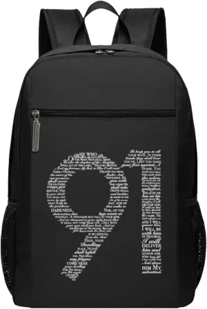 Psalm 91 Travel Laptop Backpack, Business Anti Theft Slim Sturdy Laptops Backpacks, College Computer Bag Gift for Men & Women Fits 17 Inch Notebook,Black