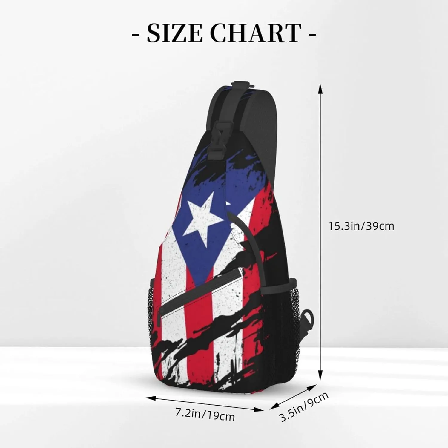 Puerto Rico Flag Sling Bag,Multipurpose Crossbody Backpack Shoulder Chest Bag for Women Men Travel Hiking Daypack