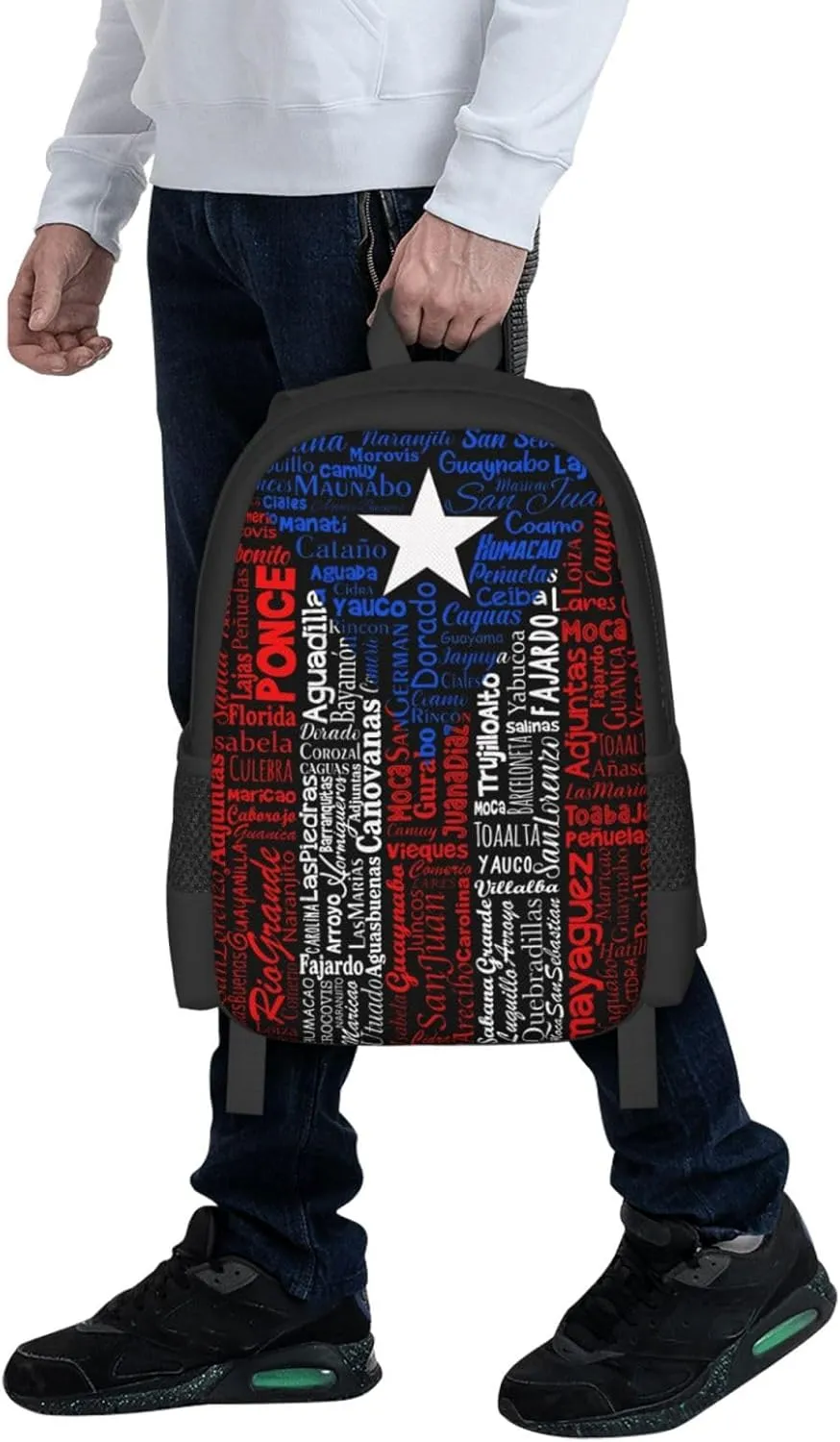 Puerto Rico Towns Flag Casual Backpacks Large Capacity Backpack Laptop Rucksack Sport Daypack Commuter Bags with Adjustable Strap for Traveling Camping