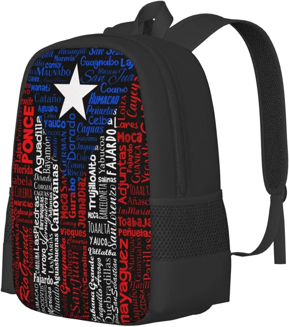 Puerto Rico Towns Flag Casual Backpacks Large Capacity Backpack Laptop Rucksack Sport Daypack Commuter Bags with Adjustable Strap for Traveling Camping