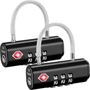 Puroma Luggage Locks TSA Approved Travel Lock, Black Resettable Combination Zinc Alloy for Suitcase, Backpack, Laptop Bag, Gym Locker, Toolbox