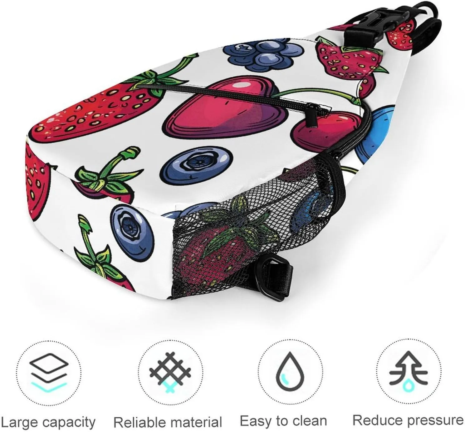 Purple Love Pattern Sling Bag Lightweight Crossbody Chest Pack Travel Shoulder Bag with Adjustable Strap