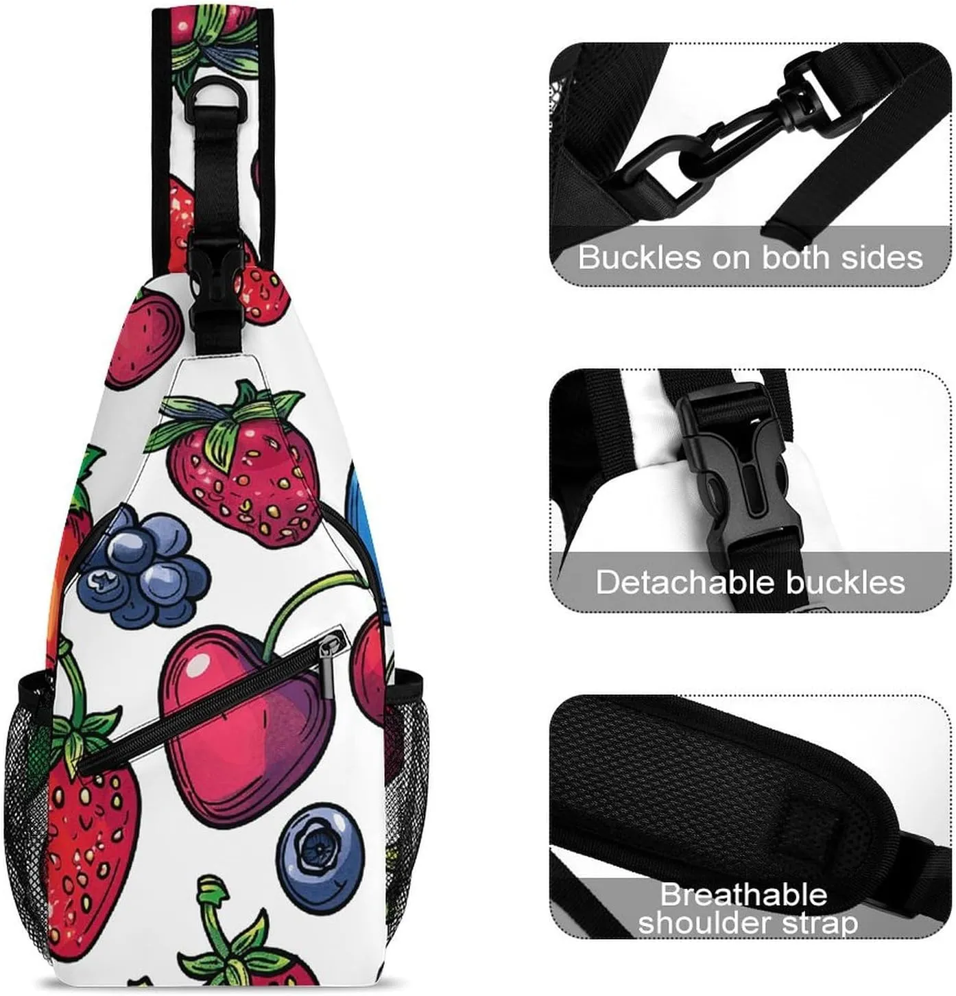 Purple Love Pattern Sling Bag Lightweight Crossbody Chest Pack Travel Shoulder Bag with Adjustable Strap