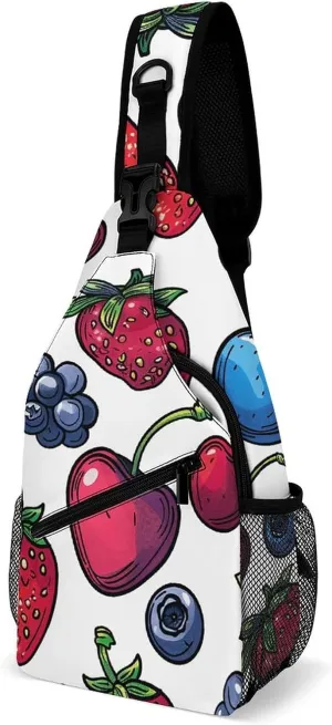 Purple Love Pattern Sling Bag Lightweight Crossbody Chest Pack Travel Shoulder Bag with Adjustable Strap