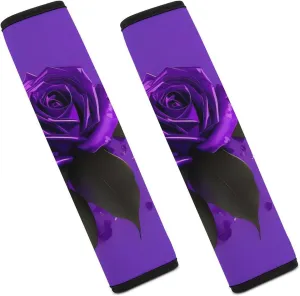 Purple Rose Print Auto Seat Belt Cover 2PCS Universal Car Seat Belt Shoulder Protector Pad, Protect Your Shoulders and Neck for Car Seat Belt, Shoulder Bag, Backpack