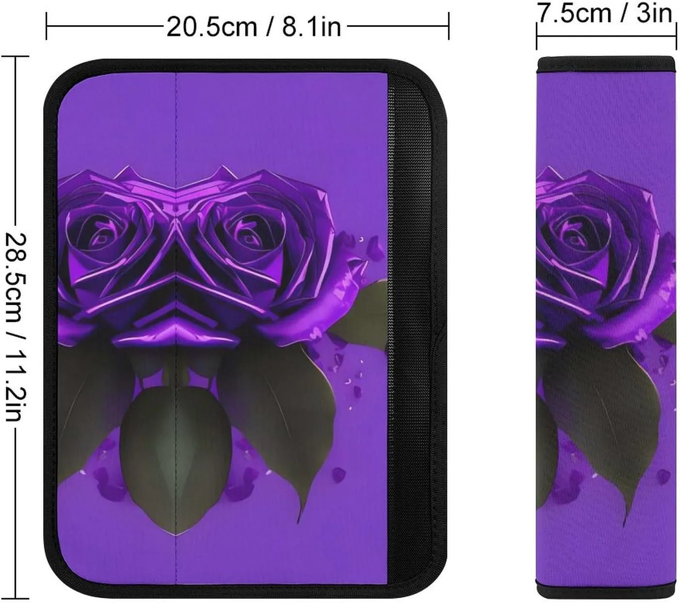 Purple Rose Print Auto Seat Belt Cover 2PCS Universal Car Seat Belt Shoulder Protector Pad, Protect Your Shoulders and Neck for Car Seat Belt, Shoulder Bag, Backpack