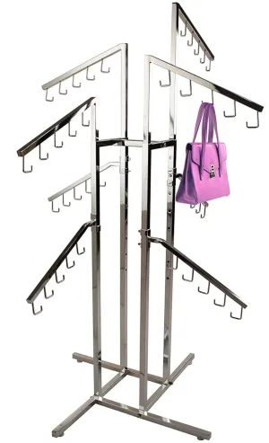 Purse Rack Only Garment Racks Deluxe Handbag Rack – Heavy Duty Commercial Grade Chrome Handbag Rack, 8 Adjustable Height Slant Arms, Perfect for Handbags, Purses, Backpacks and More!