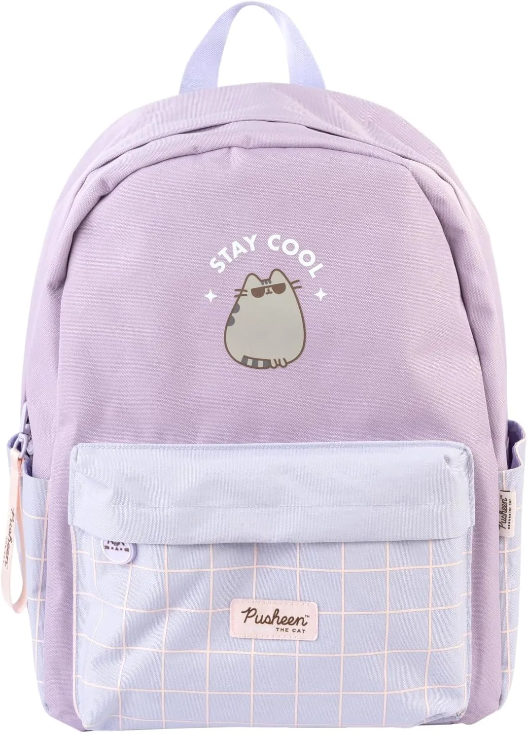 Pusheen School Backpack | Backpack Pusheen The Cat 25L, 20 x 29 x 42 cm, Adjustable Shoulder Straps, Front and 2 Side Pockets, Backpack for Girls or Girls, Kawaii Stationery, Purple, 20