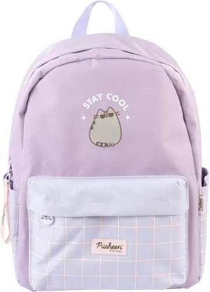 Pusheen School Backpack | Backpack Pusheen The Cat 25L, 20 x 29 x 42 cm, Adjustable Shoulder Straps, Front and 2 Side Pockets, Backpack for Girls or Girls, Kawaii Stationery, Purple, 20