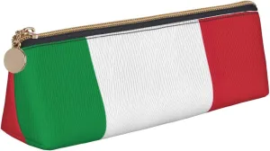 QIN&ZHENG Italian flag Print Small Leather Triangular Pouch Lightweight Cosmetic Case Novelty Compact Organizer