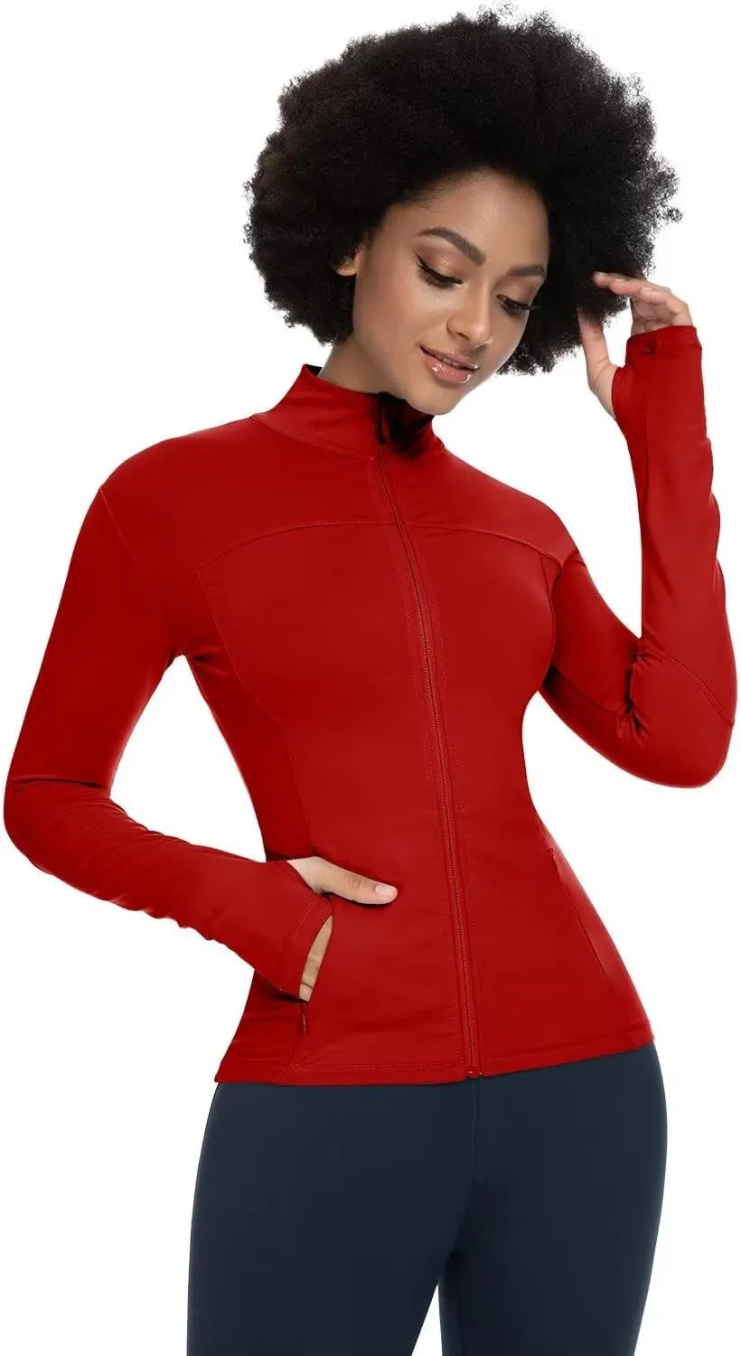 QUEENIEKE Womens Running Jackets Athletic Workout Scrub Jacket Track Full Zip Up Gym for Women Yoga Top