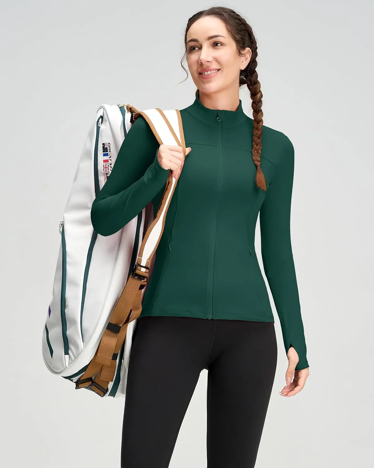 QUEENIEKE Womens Running Jackets Athletic Workout Scrub Jacket Track Full Zip Up Gym for Women Yoga Top