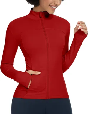 QUEENIEKE Womens Running Jackets Athletic Workout Scrub Jacket Track Full Zip Up Gym for Women Yoga Top