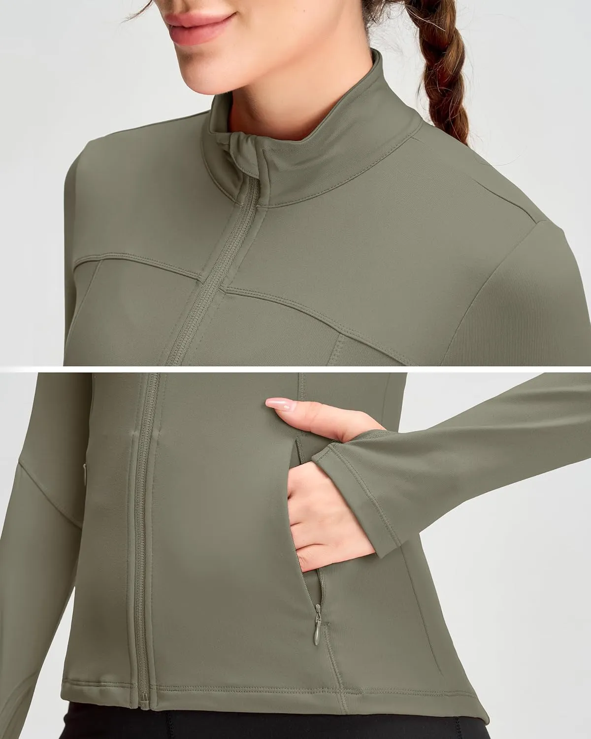QUEENIEKE Womens Running Jackets Athletic Workout Scrub Jacket Track Full Zip Up Gym for Women Yoga Top