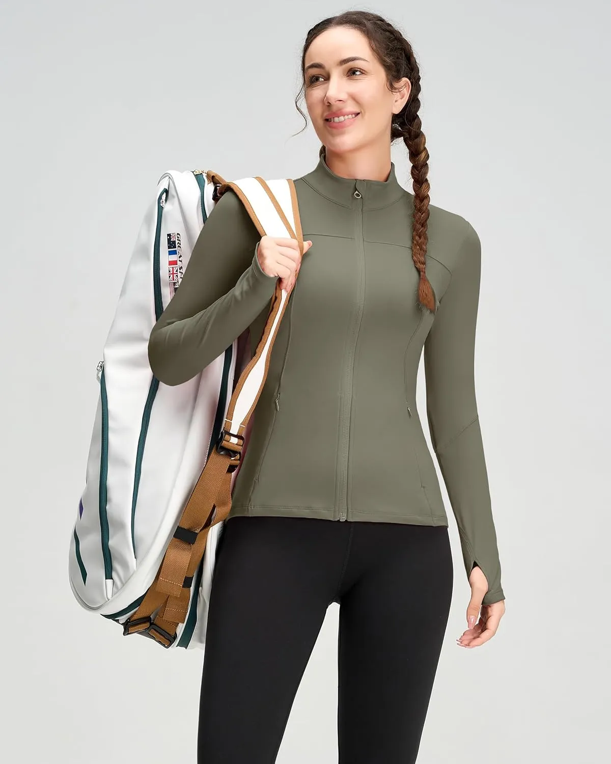 QUEENIEKE Womens Running Jackets Athletic Workout Scrub Jacket Track Full Zip Up Gym for Women Yoga Top