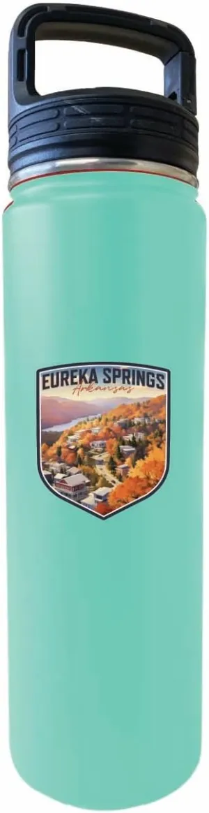 R and R Imports Eureka Springs Arkansas Little Switzerland of the Ozarks Design Souvenir 32 oz Insulated Stainless Steel Tumbler Water Bottle with Screw on Lid Seafoam 2-Pack