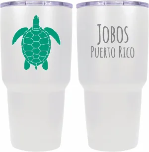 R and R Imports Jobos Puerto Rico Souvenir 24 oz White Insulated Stainless Steel Tumbler Turtle Design