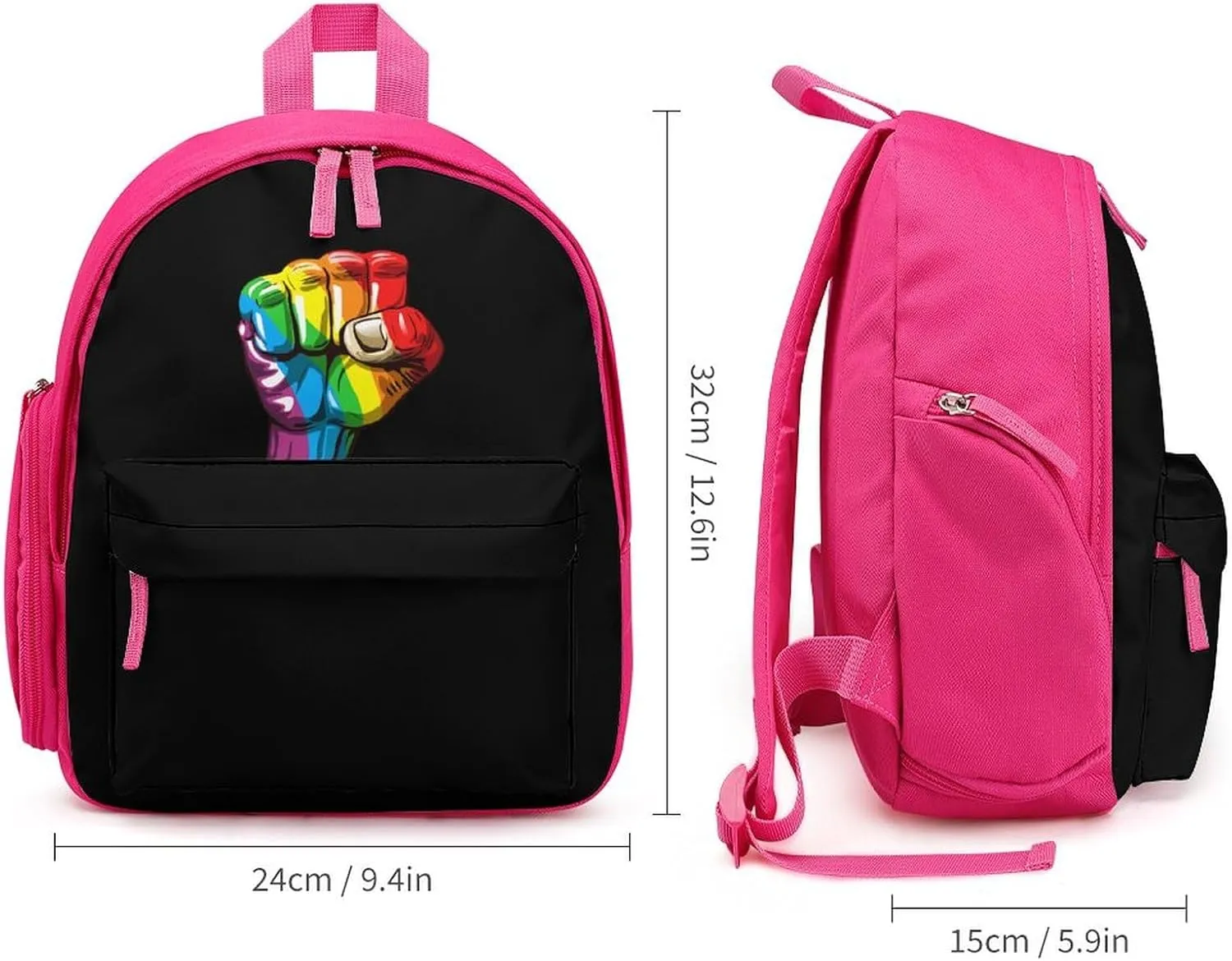 Rainbow Fist Pride Mini Backpack Cute Shoulder Bag Lightweight Daypack for Travel Picnic Camping