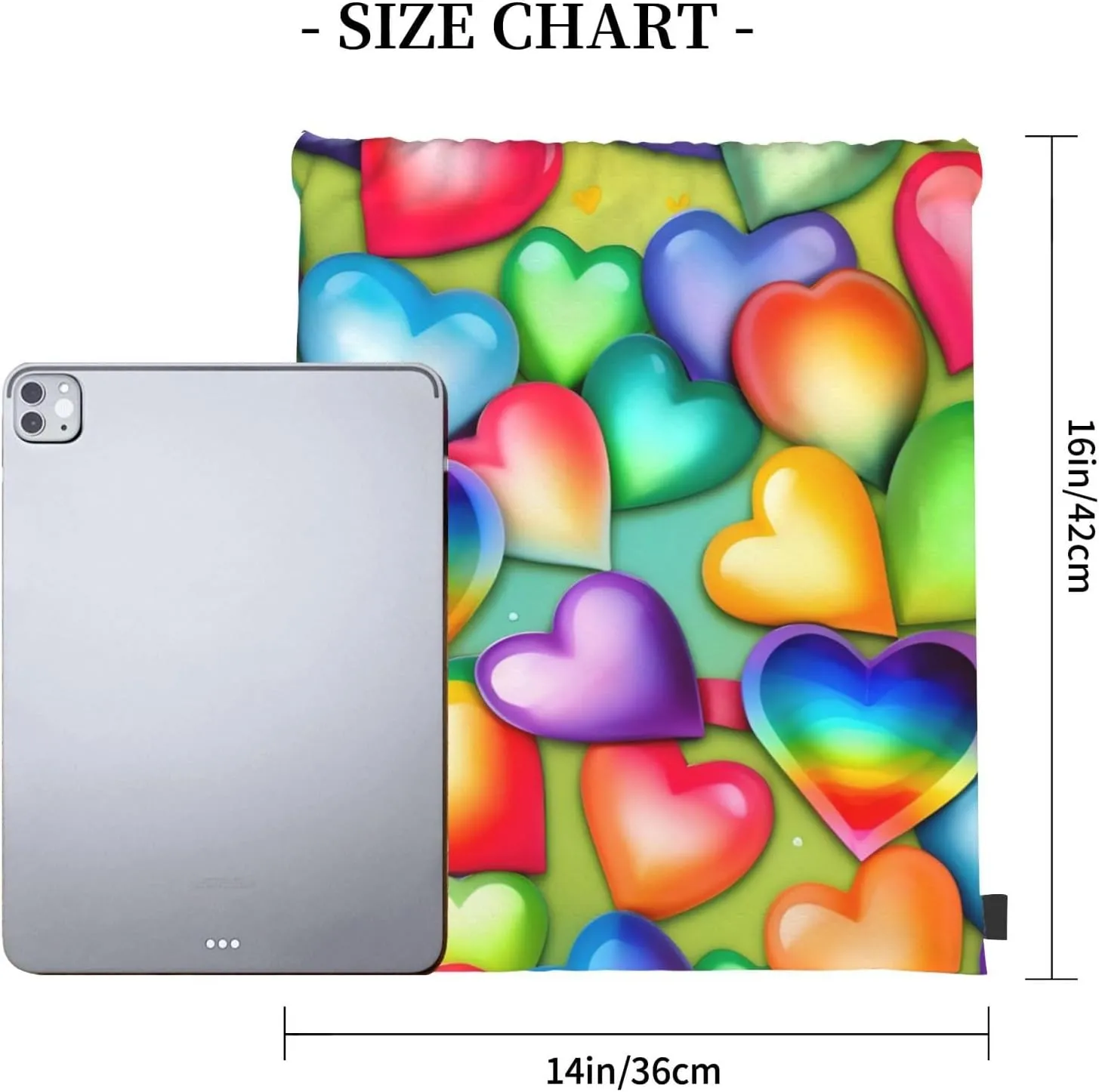 Rainbow Hearts Unisex Simple Leisure Drawstring Bag,Gym Drawstring Bags,Outdoor Portable Backpack Storage Bags