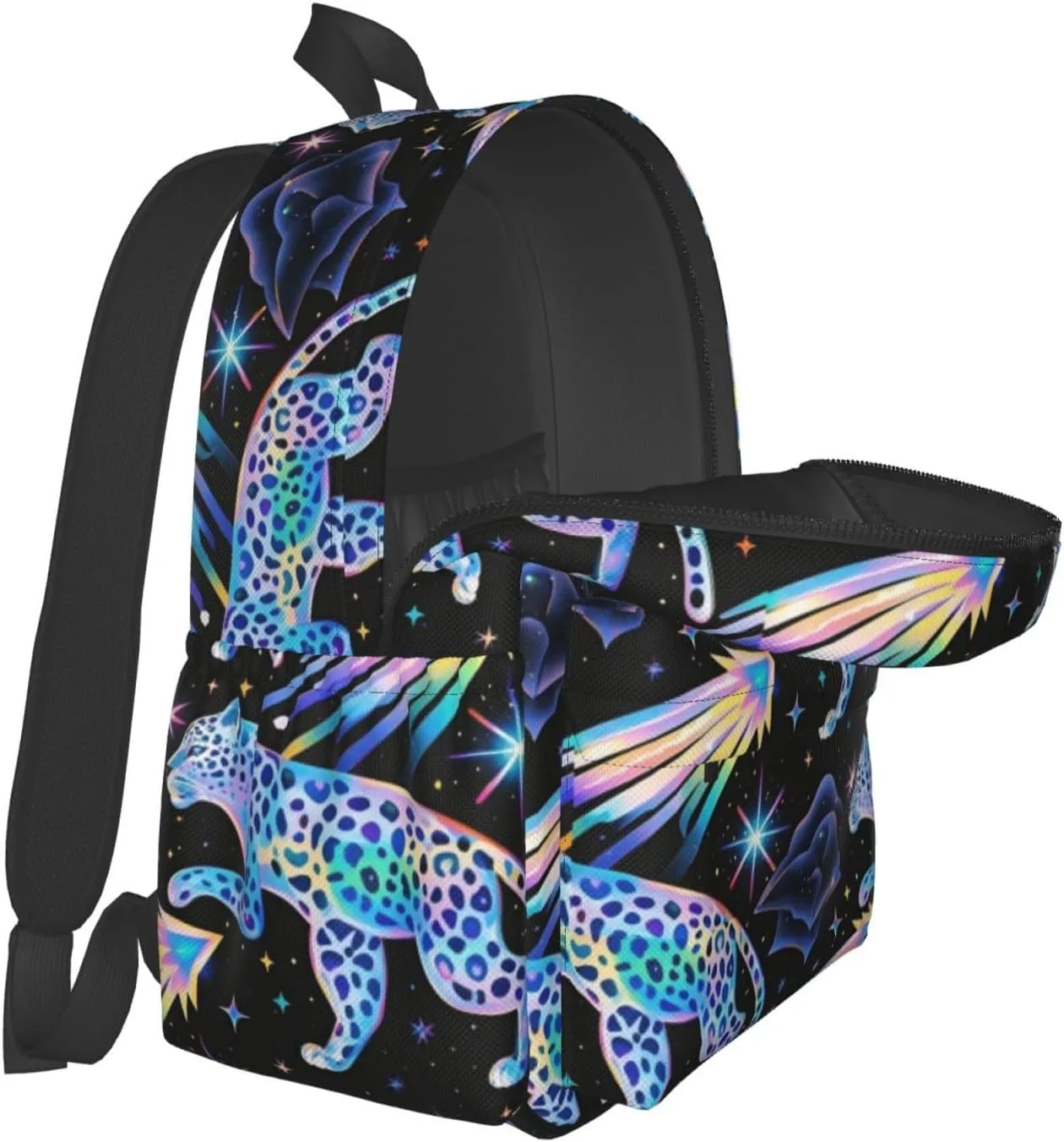 Rainbow Leopard with Meteors Adult Backpacks 16 Inch Laptop Backpack Double Shoulder Bag for Work Travel Gifts