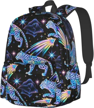 Rainbow Leopard with Meteors Adult Backpacks 16 Inch Laptop Backpack Double Shoulder Bag for Work Travel Gifts