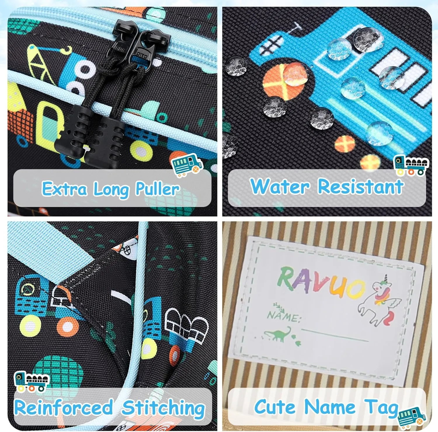 RAVUO Kids Backpack for Girls Boys, Cute Toddler School Bag Bookbag W Chest Strap