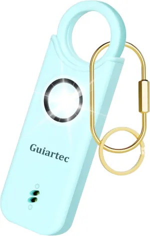 Rechargeable Personal Safety Alarm for Women, 135 dB Loud Self Defense Keychain Siren with LED Strobe Light, Personal Emergency Security Safe Devices Key Chain Alarms for Women Kids Elderly (Aqua)