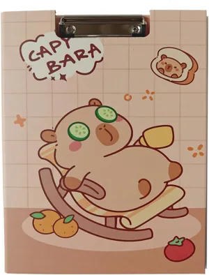 Reclining Capybara A4 Flip Clipboard, Cute Animal Hardboard Writing Pad with Secure Metal Clip, 9 x 12 Inch for Office, School, Travel and Gifts