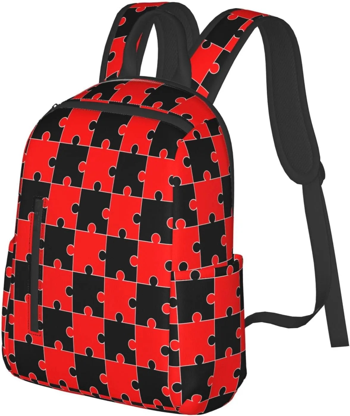 Red Black Puzzle Backpacks 15 Inch Laptop Backpack Multipurpose Double Shoulder Bag for Men Women Gifts