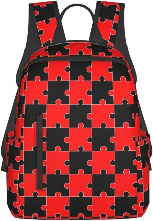 Red Black Puzzle Backpacks 15 Inch Laptop Backpack Multipurpose Double Shoulder Bag for Men Women Gifts