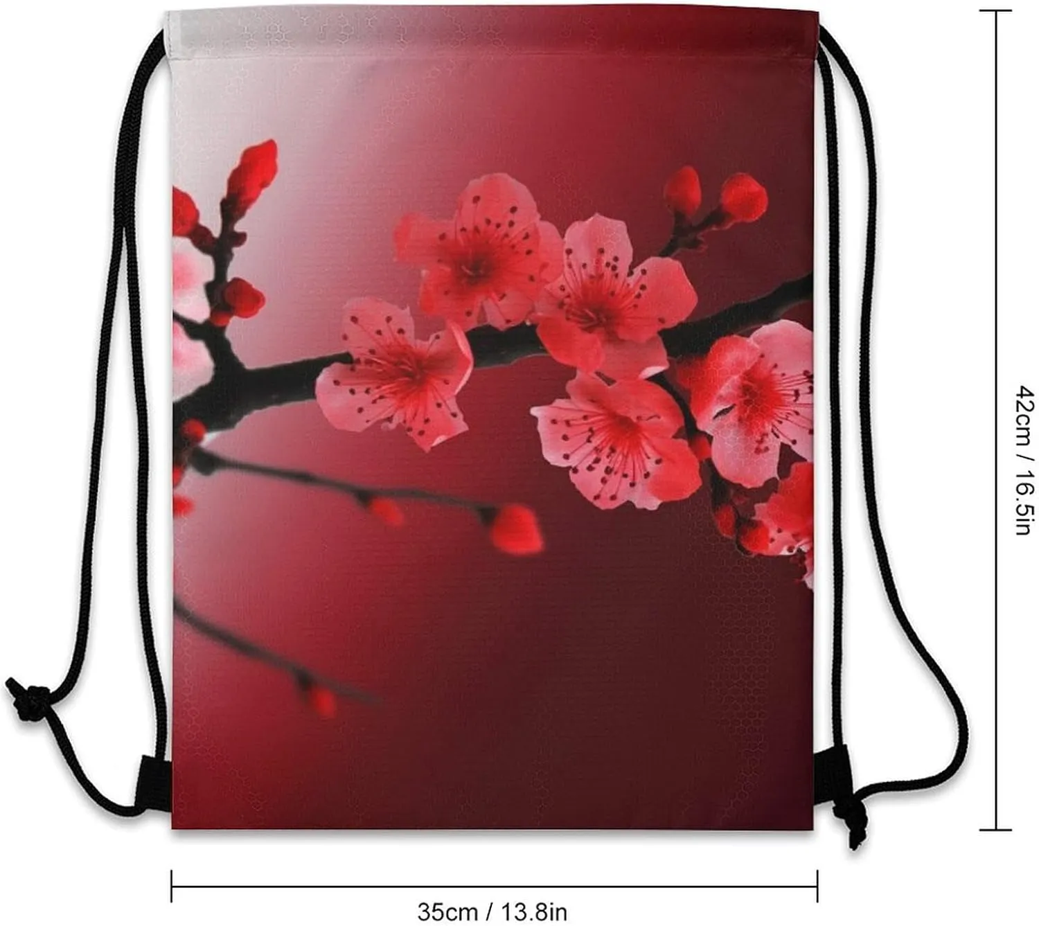 Red Cherry Blossom Drawstring Backpack Travel Sports Drawstring Bags Portable Storage Gym Bag for Men Women, 35*42cm, Style-4