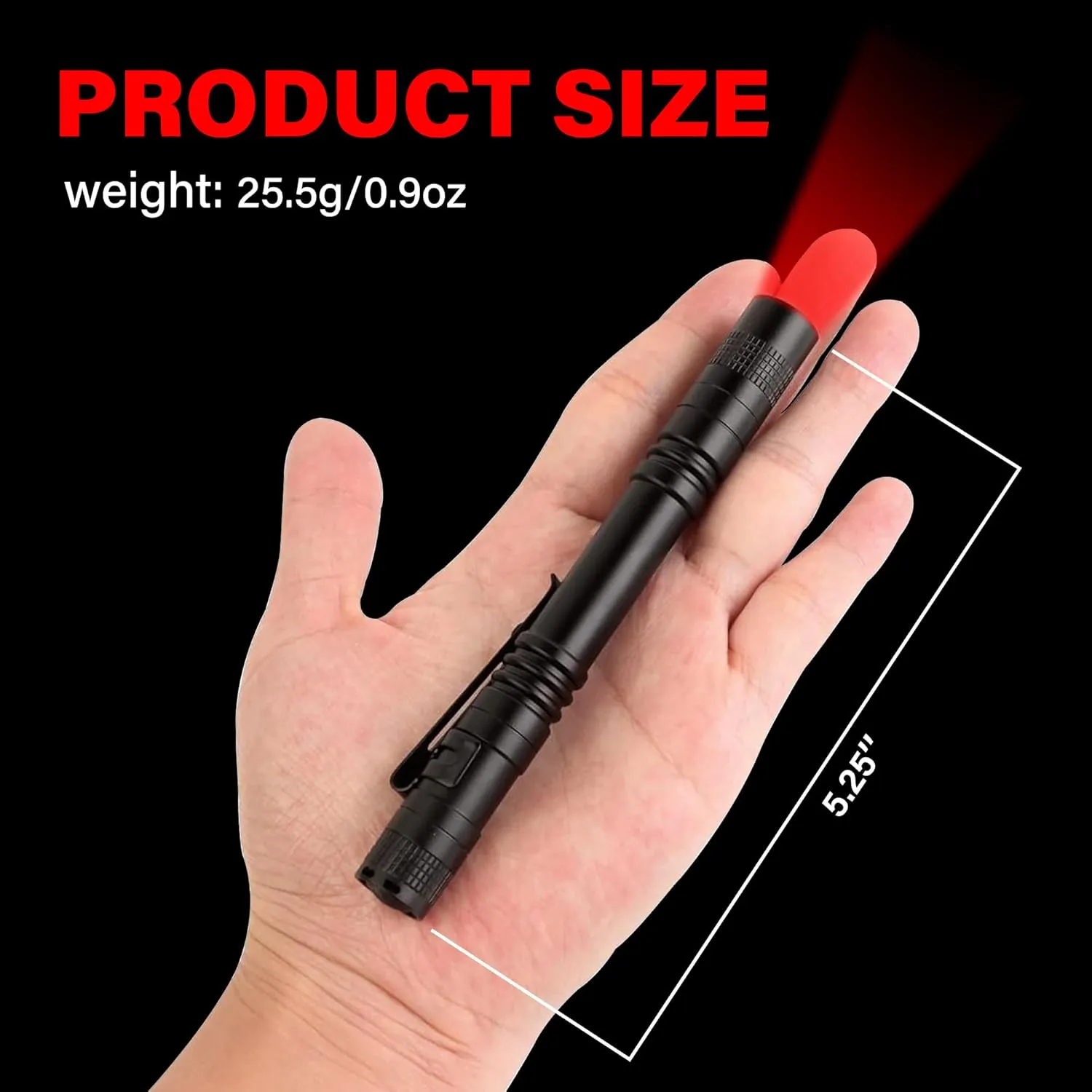 Red Light Flashlight with Clip, Red LED Pocket Pen Light for Night Astronomy Aviation, 4 Pack