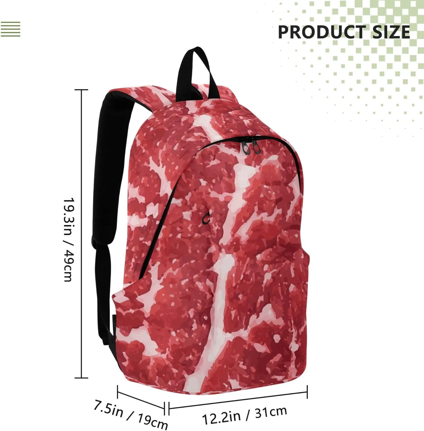 Red Meat Steak Beef Laptop Backpack Travel Hiking Camping Work Computer Back Packs Book Bags for Women Men