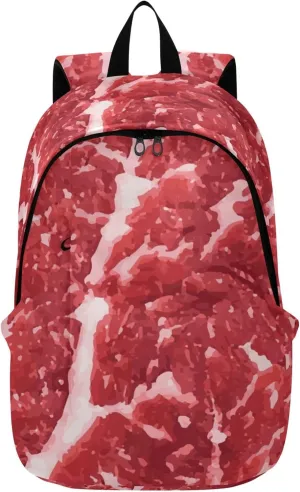 Red Meat Steak Beef Laptop Backpack Travel Hiking Camping Work Computer Back Packs Book Bags for Women Men