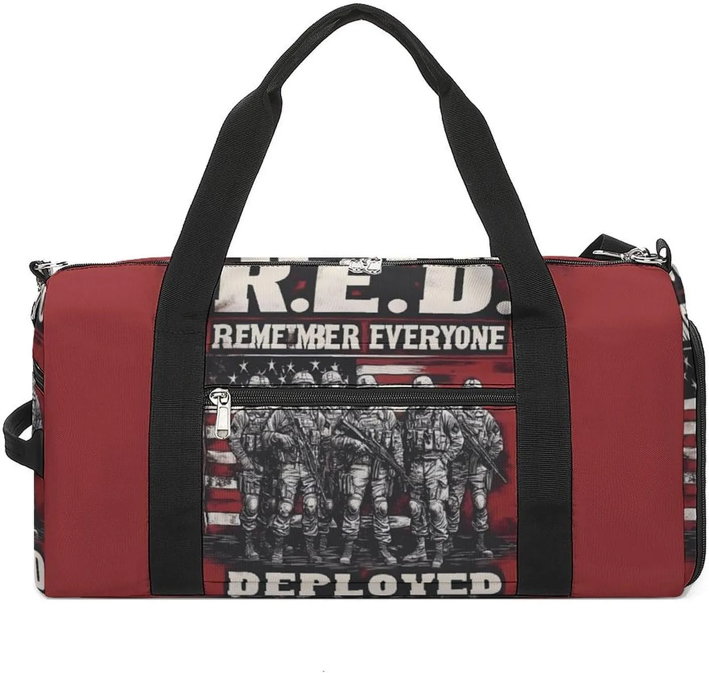 R.E.D. Remember Everyone Deployed Unisex Gym Bag Waterproof Sports Duffels Travel Gear With Laundry Shoe Compartment