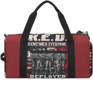 R.E.D. Remember Everyone Deployed Unisex Gym Bag Waterproof Sports Duffels Travel Gear With Laundry Shoe Compartment