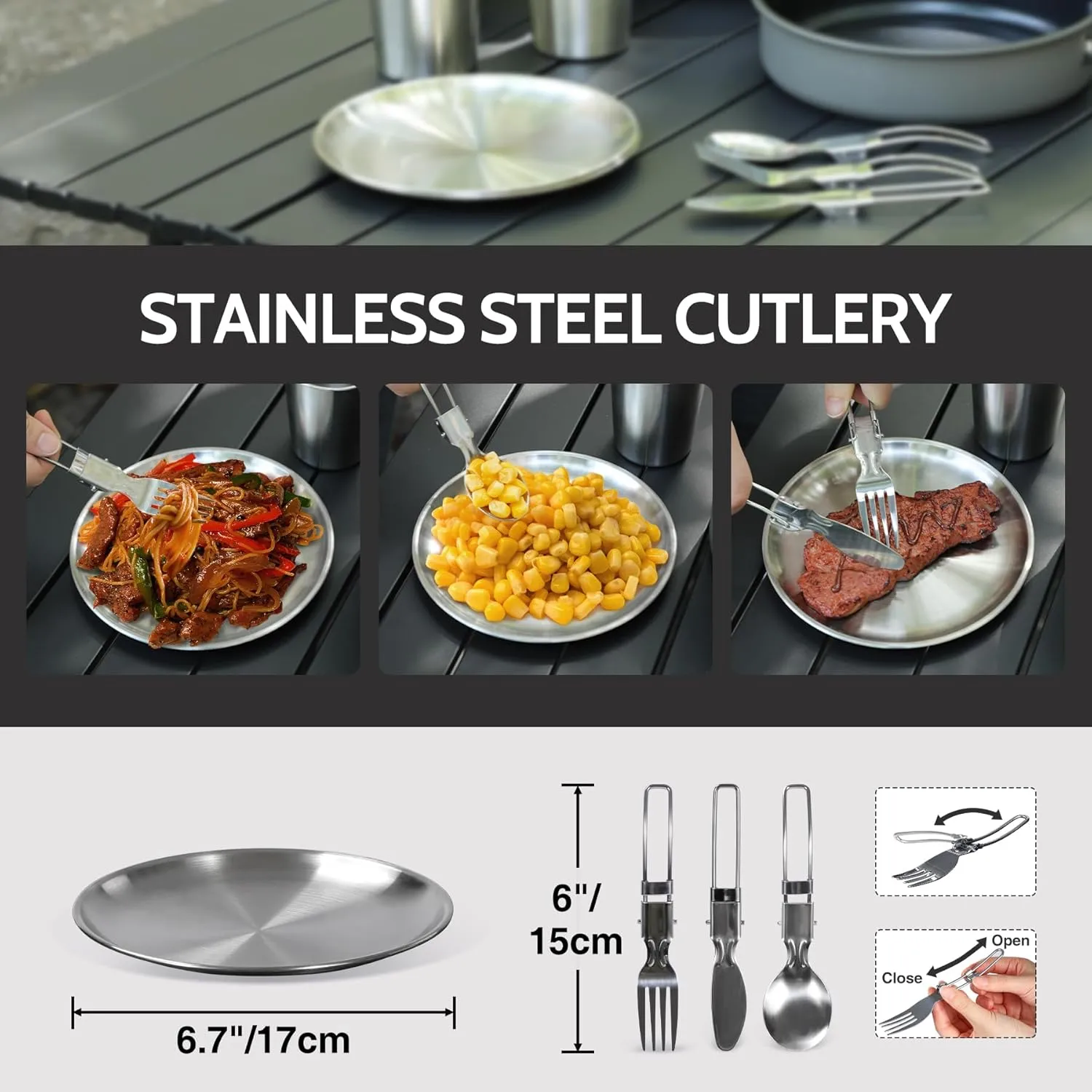 REDCAMP 12/14/15/19 PCS Camping Cookware Mess Kit Camping Gear Campfire Utensils Lightweight Stackable Pot Pan Bowls Soup Spoon with Storage Bag for Camping, Backpacking, Outdoor Cooking, Picnic