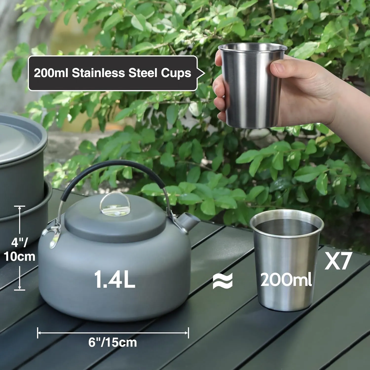 REDCAMP 12/14/15/19 PCS Camping Cookware Mess Kit Camping Gear Campfire Utensils Lightweight Stackable Pot Pan Bowls Soup Spoon with Storage Bag for Camping, Backpacking, Outdoor Cooking, Picnic