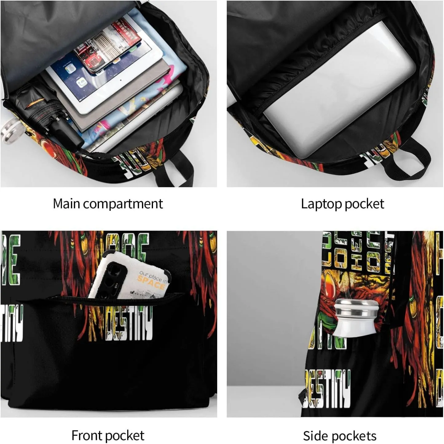 Retro Lion One Loves Heart Destiny Casual Backpacks Large Travel Backpack Laptop Rucksack Sports Daypack Adjustable Strap Bag for Camping Hiking