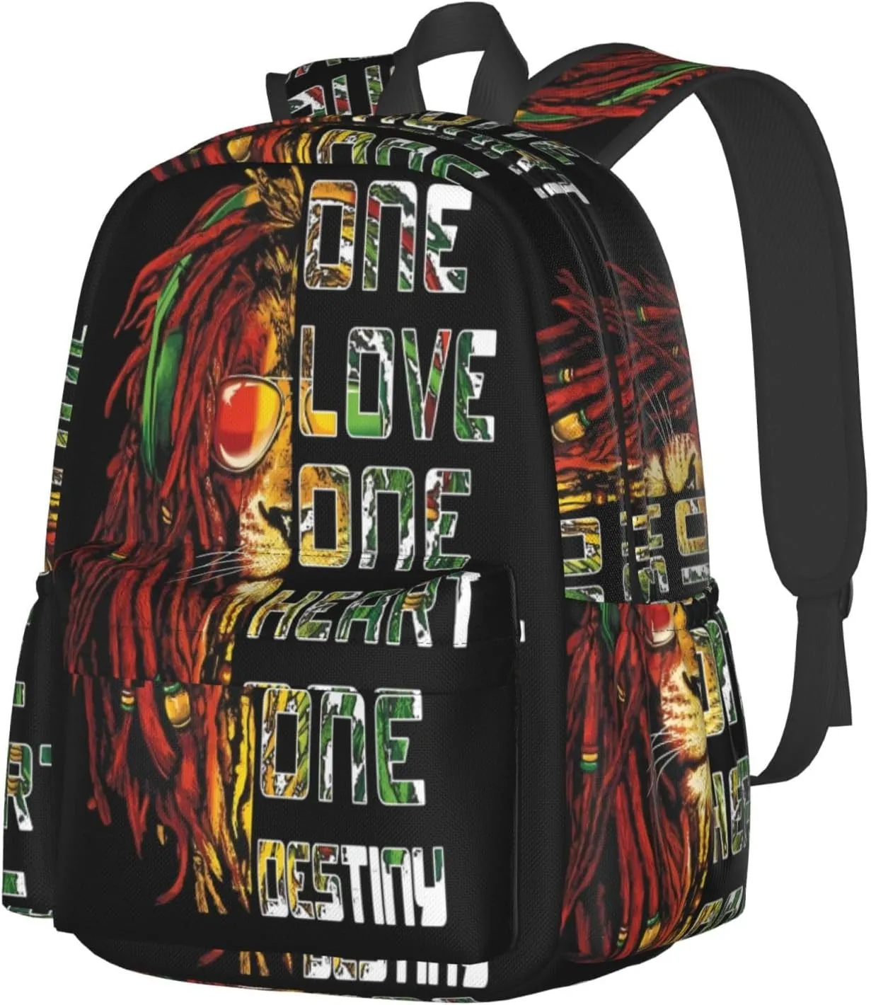 Retro Lion One Loves Heart Destiny Casual Backpacks Large Travel Backpack Laptop Rucksack Sports Daypack Adjustable Strap Bag for Camping Hiking