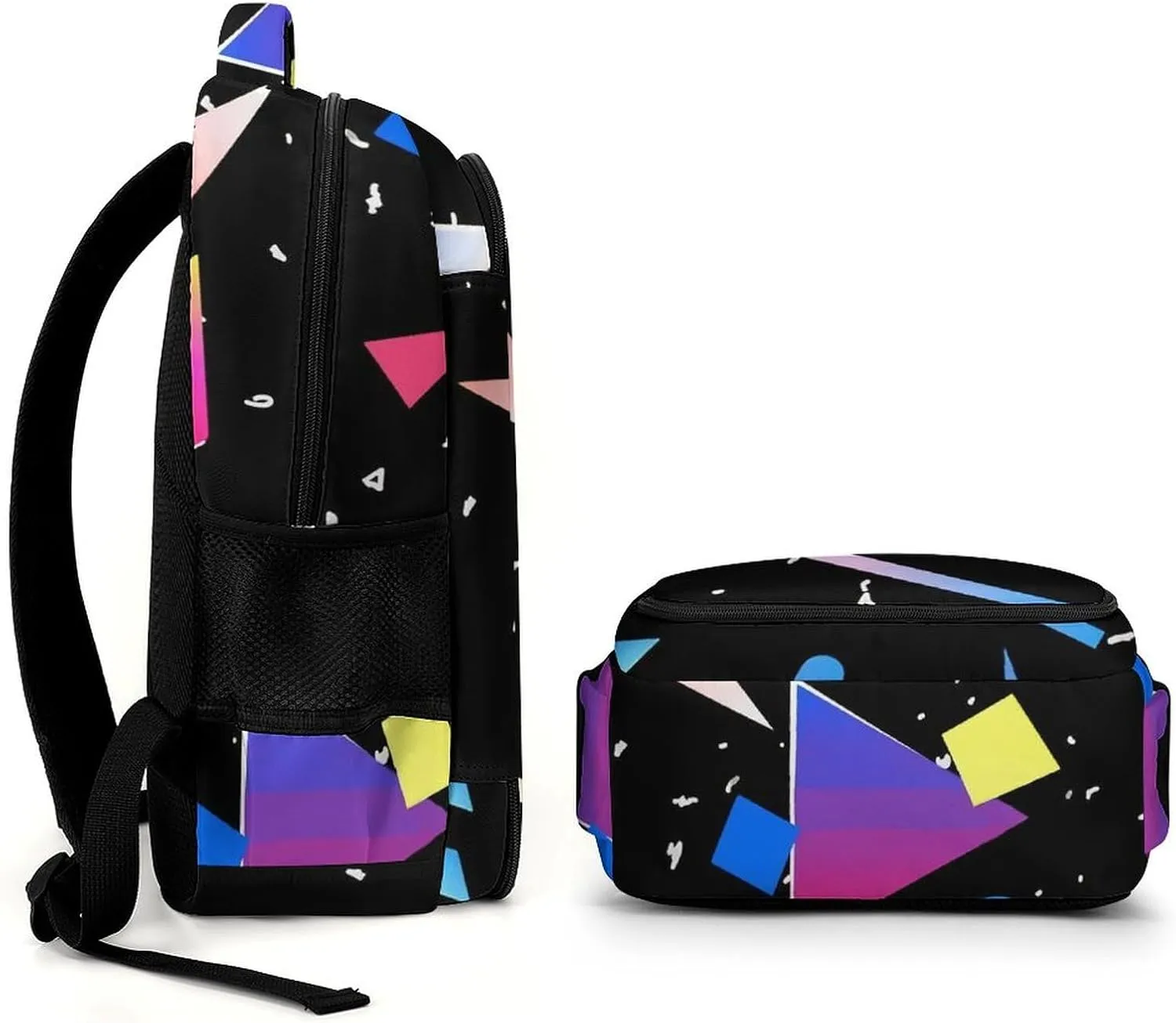 Retro Memphis Geometric Large Capacity, Lightweight, And Stylish Pocket Double Backpack