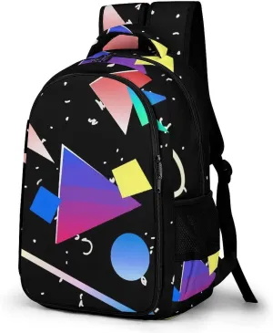Retro Memphis Geometric Large Capacity, Lightweight, And Stylish Pocket Double Backpack