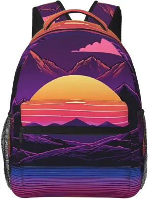 (Retrowave pictures) Print Laptop Backpack Computer Bag, Leisure Travel and Commuting Business Casual Daypacks for Women Men Sports Outdoor Backpacks for Office Work