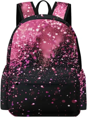 Rose Gold Particles Backpack Laptop Backpack Casual Daypack Lightweight Travel Backpacks with Adjustable Strap for Men Women