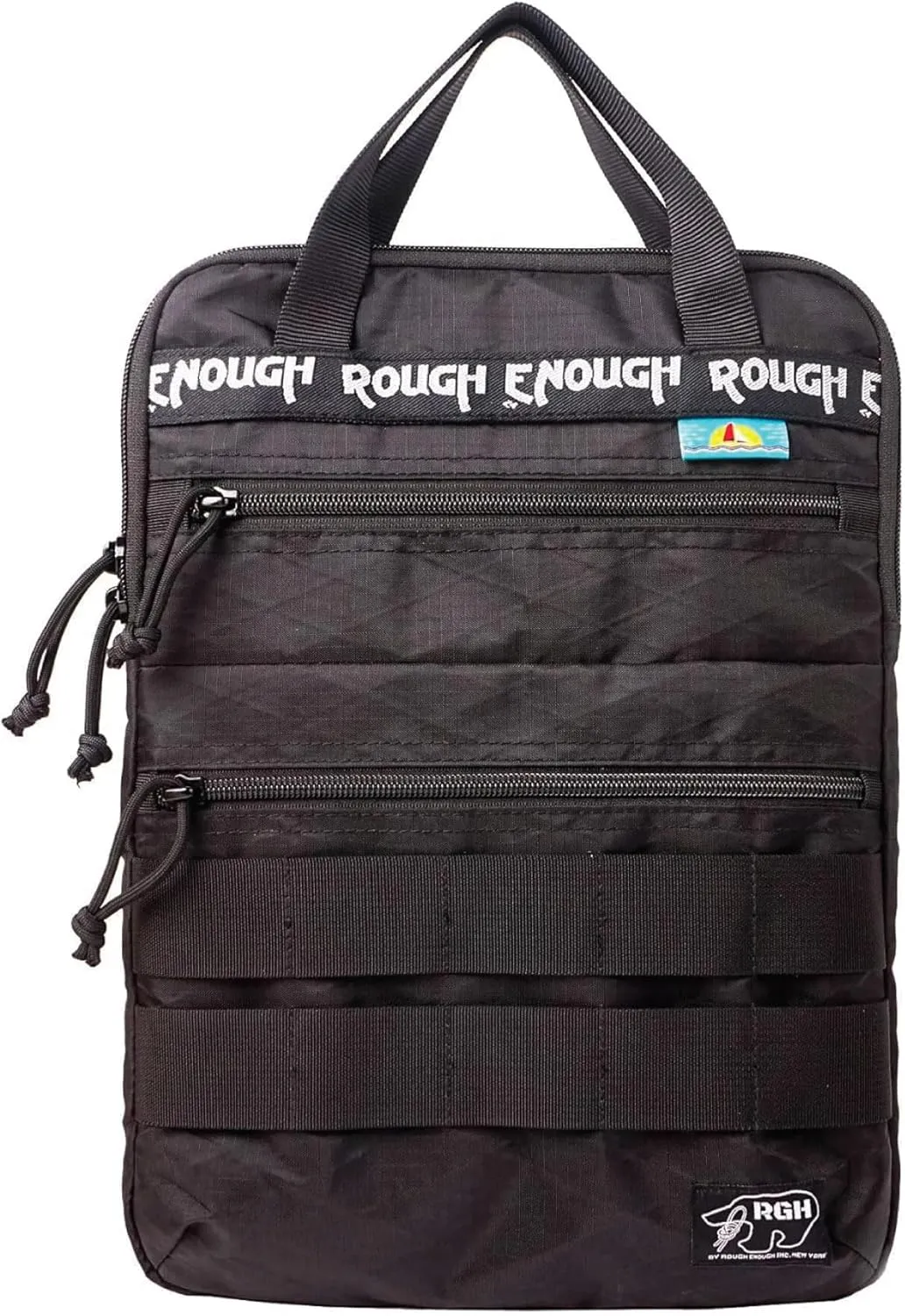Rough Enough 14 Inch Laptop Sleeve Case Bag Tactical with Dual Compartments Luggage Strap Handle Weather Resistant for Travel Outdoor Adventures Black